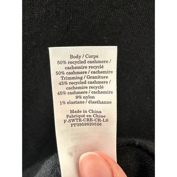 EVERLANE Black ReCashmere Crewneck Sweater Eco Soft Knit Cashmere Blend | Medium - Picture 6 of 7